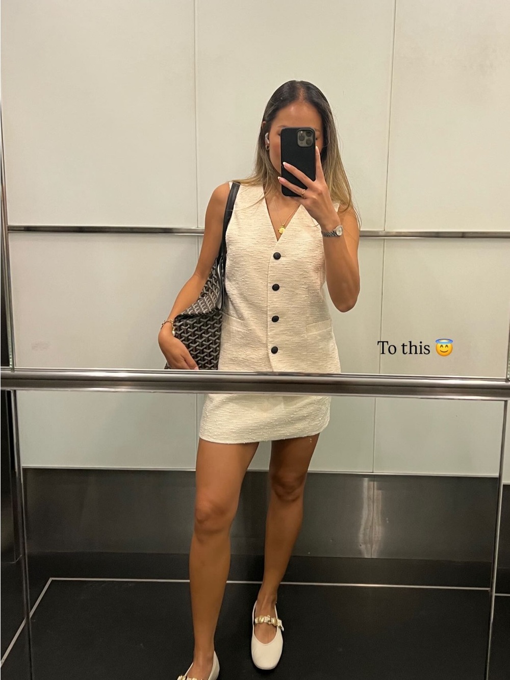rag & bone Cream Italian Tweed Textured Vest and Mini Skirt Set - Picture 8 of 8